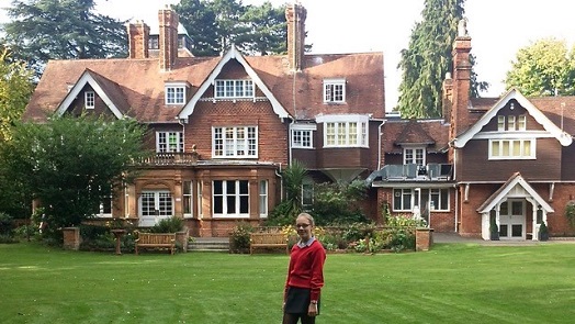 Johanna in front of the English boarding school for girls, Rye St Antony, Oxford | Dickinson School Consulting